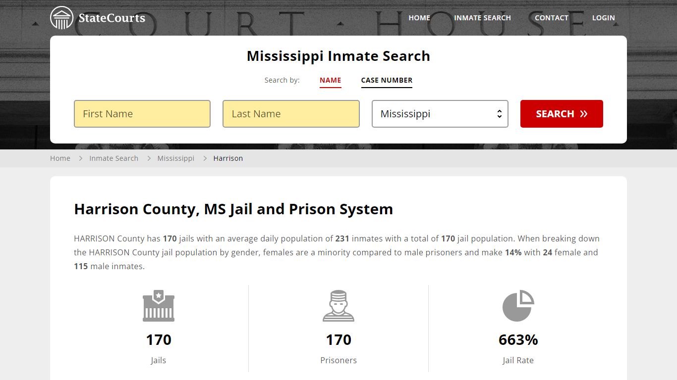 Harrison County, MS Inmate Search - StateCourts
